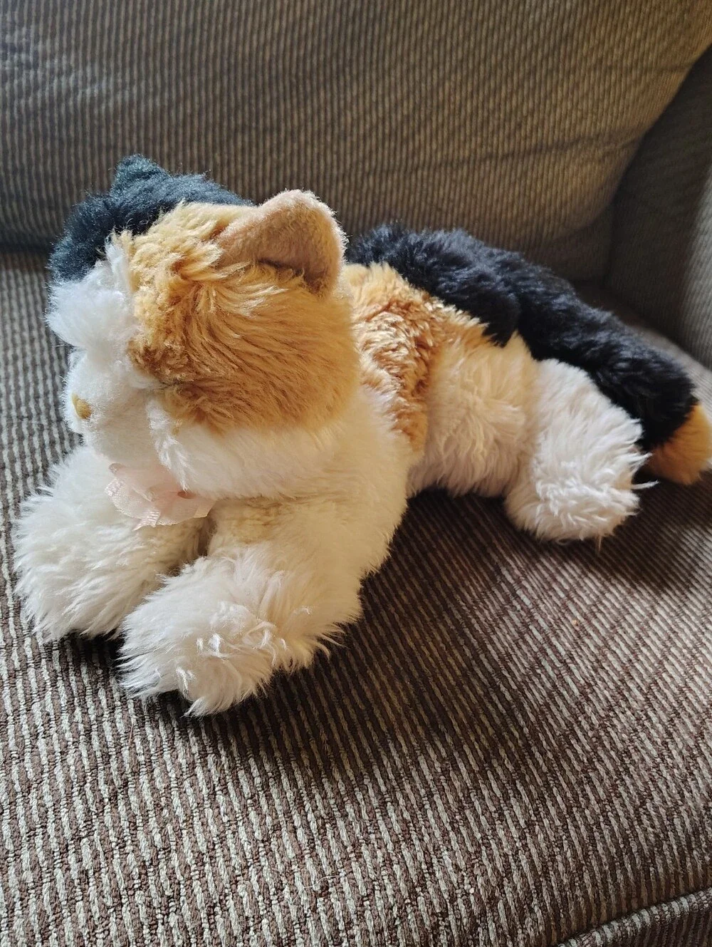 Vtg Aurora Esmeralda The Calico Cat Plush Pink Bow Black White Brown Flopsies